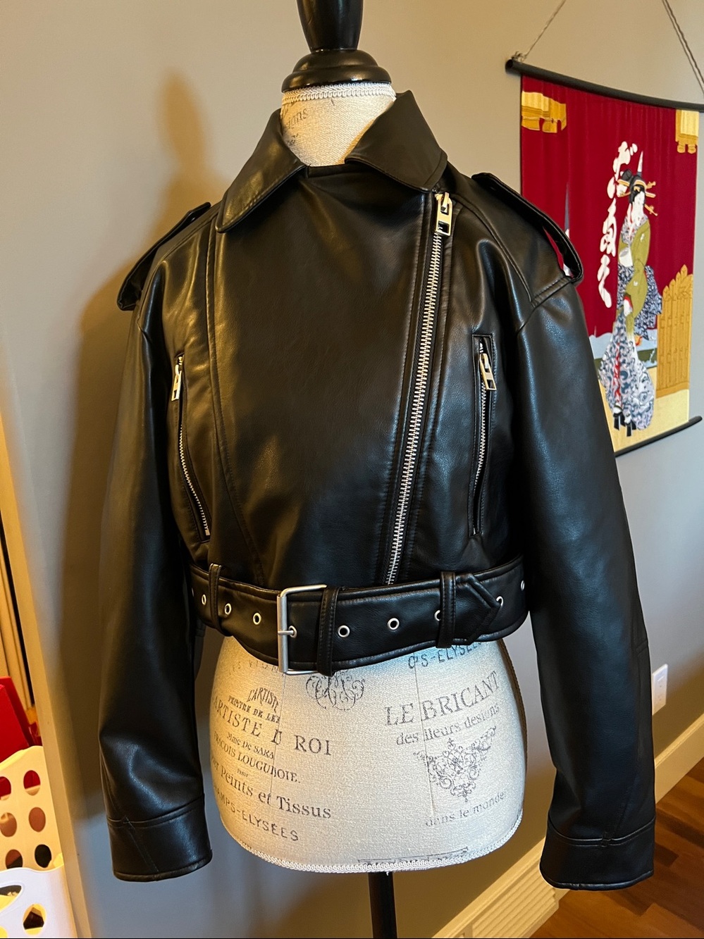 Zara black leather look jacket   NWT never worn. Quite great looking.